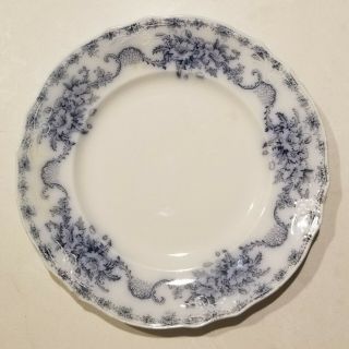 Alfred Meakin Ltd Mentone Blk Floral On Blue Rim Dinner Plate 10 Inchs