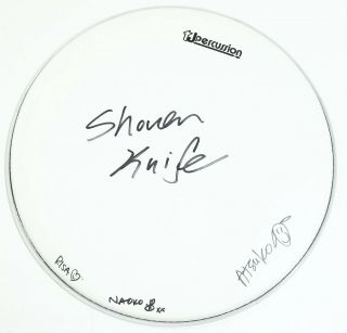 Shonen Knife Band Real Hand Signed 14 " Drumhead 2 Naoko Atsuko Risa