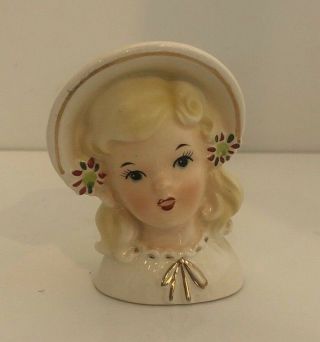 Vintage Inarco E - 1274 Lady Head Vase Blonde Girl Doll Mold Porcelain