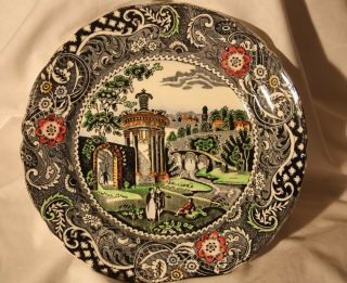 10 " Wide Vintage Porcelain Plate W.  R.  Midwinter England Landscape,  Garden