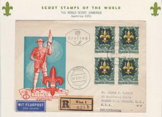 Austria - 1951 7th World Scout Jamboree Blk - 4 - Fdc Registered