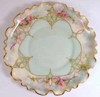Antique American Belleek Lenox Hand Painted Rose Gold Gilt Porcelain Vanity Dish