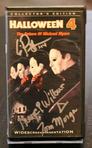 Halloween 4 Signed Vhs Tape - (3) Jsa Certified Autographs - George P Wilbur