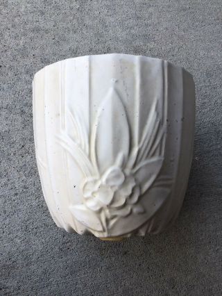 Vintage Mccoy Pottery Jardiniere White Lotus Matte Finish Planter 6.  5” Exc Cond