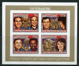 Mauritania 1986 Memorial For The Space Shuttle Challenger Deluxe Imp Col Sheet