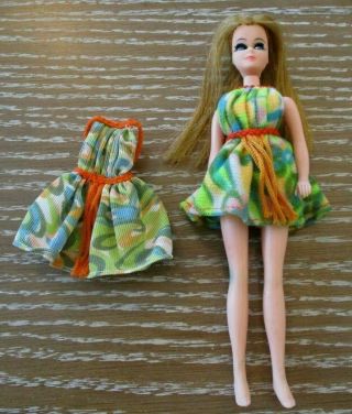 2 Versions Of Vintage Dancing Dawn Doll Fringe Dresses (fuzzy & Nylon),  H11a