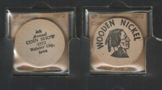 1972 4th Annual Coin Show Webster City Iowa Wooden Nickel