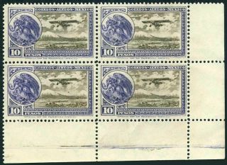 Mexico C19 Block/4,  Mnh.  Mi 614.  Air Post 1929.  Coat Of Arms,  Eagle,  Airplane.