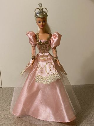 Barbie Rapunzel Pink Gown Long Blonde Hair With Gold Crown 1997