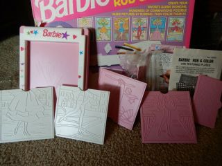 Vintage Barbie Rub & Color Play Set Box Create Fashion Pictures 50510