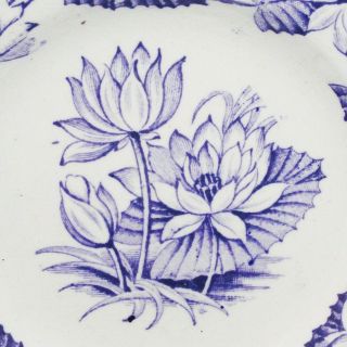 Staffordshire Childs Purple Mulberry Toy Plate NYMPH Water Lily 1865 H&W Lotus 2