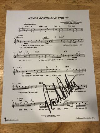 Rick Astley Signed Autograph " Never Gonna Give You Up " Sheet Music 3