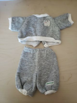 Cabbage Patch Kids Vintage Doll Clothes Outfit Sweat Suit Gray Kitty Cat Coleco