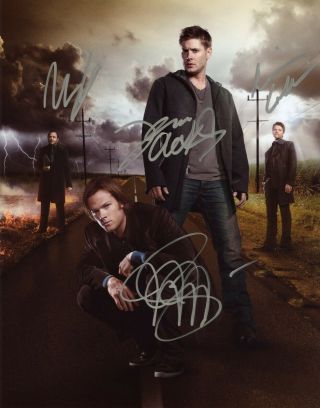 Supernatural Tv Series Hand Signed Cast Of All 4 10x8 Photo