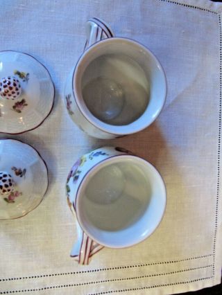 Antique Royal Vienna Porcelain Pots de Creme Cups (2) Demitasse Floral Austria 3