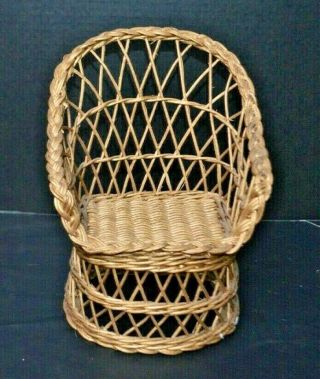 Wicker Rattan Doll Chair With Gold Paint Finish For Ruby Red Ff Doll