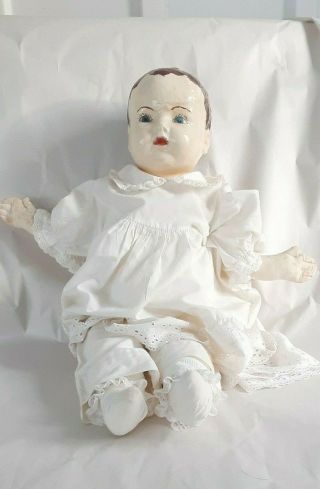 Vintage Antique Large 24 Inch Doll Composite Head Cloth Body