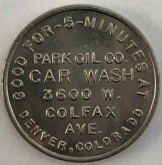Vintage 1966 Denver Colorado Sofspra Park Oil Co Car Wash Token Good For 5 Min
