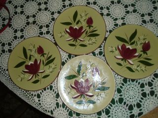 Vintage Stangl Magnolia Dinner Plates Set Of 4 Hand Painted Rare Find