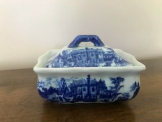 Vintage Victoria Ware Ironstone Blue And White Soap Dish With Lid