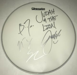 Judah & The Lion Real Hand Signed 16 " Drumhead Autographed By All 4 2