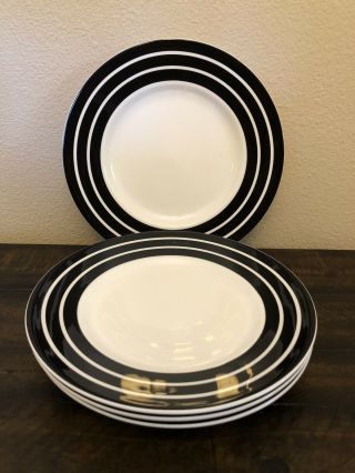 Kate Spade Primrose Drive Stripe Set Of 4 Accent Plates White Black Stripes