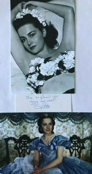 Olivia De Havilland Signed Autographed Photo.  Gone With The Wind.  Robin Hood.
