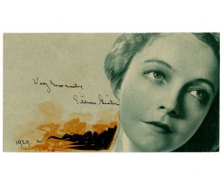 Lillian Gish Signed Vintage 1929 Brehm Hand Painted Art Postcard Autographed