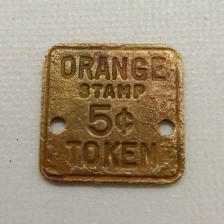 5c Orange Stamp Token Copper United Public Markets Trade Token 22.  5mm Size