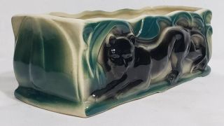 Rare Mccoy? Vintage Pottery Stalking Black Panther Planter Art Deco