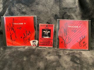 Tenacious D Signed Cd Tribute With Backstage Pass And Jack Black Guitar Pic