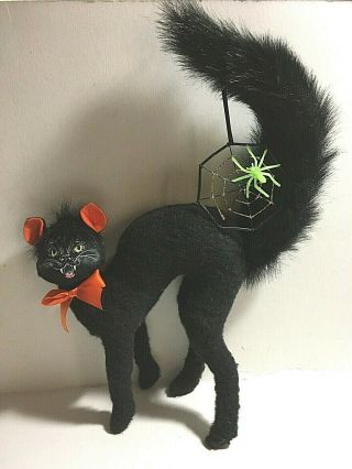 Annalee Halloween Doll - Large Black Cat With Spider Web - 14” Tall - Tag Missing