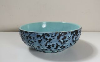 Vintage Mccoy Pottery Blue Brocade Serving Bowl - 1956