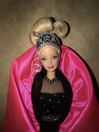 1998 Mattel Barbie Happy Holidays Doll Black And Pink Dress