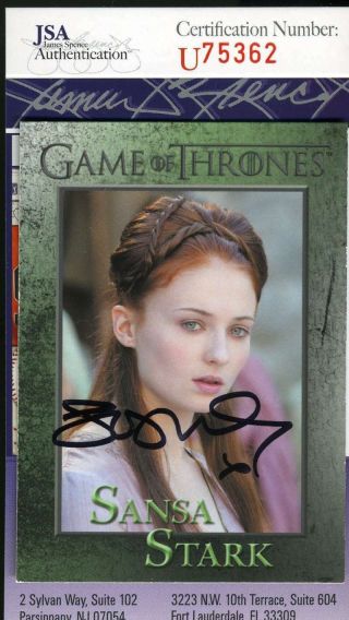 Sophie Turner Jsa Hand Signed Game Of Thrones Card Autograph