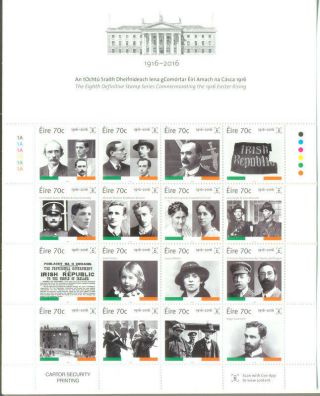 Ireland - Easter Rising Anniv Special Sheet Mnh 2016 - Military History