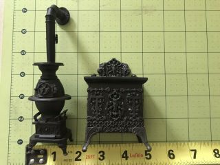 Dollhouse Miniatures Metal Burning Stove & Resin Cabinet 1980s