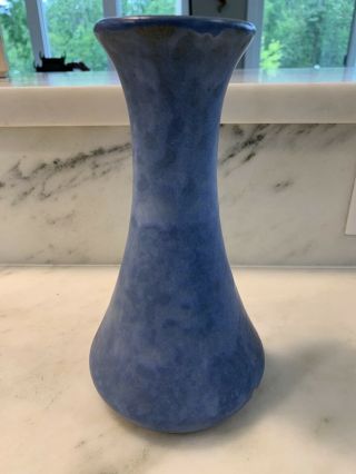 Vintage 1920 ' s Brush McCoy Pottery Matte Blue Glaze Vase Arts & Crafts Era 064 2