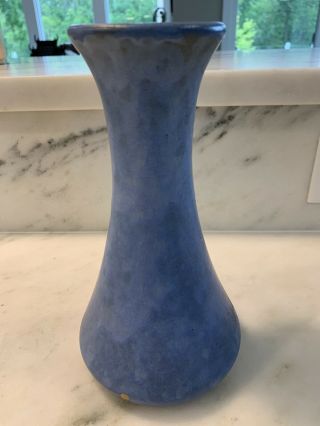 Vintage 1920 ' s Brush McCoy Pottery Matte Blue Glaze Vase Arts & Crafts Era 064 3