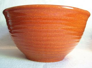 Vintage Bauer Pottery Ringware 9 Large Mixing Bowl Flecked Burnt Orange Ex Con
