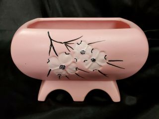 Vintage Mid - Century Mccoy Pottery Cherry Blossoms Pink Planter Vase Succulents