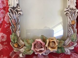 Vintage rare Capodimonte Roses Picture Frame Made in Italy. 2