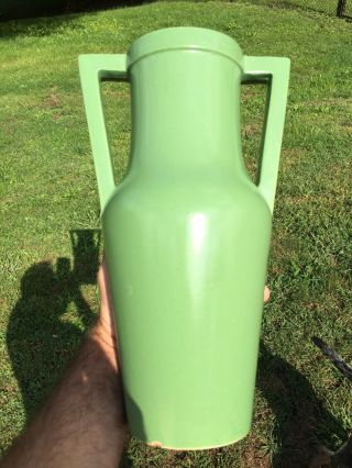 Vintage 12” T.  Art Deco Teco Style Red Wing Pottery 155 Retro Olive Green Vase