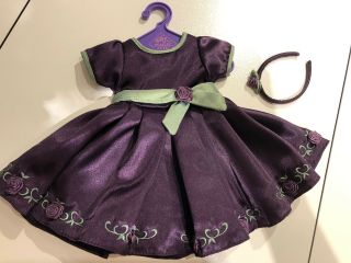 Purple Satin Party Dress,  Hairband For 18 " Bfc Ink Bfc Dolls Magic Clubs Attic