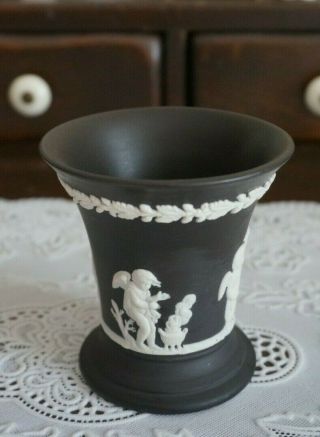 Vintage Wedgwood Jasperware Black And White Small Vase,  England