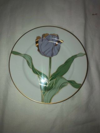 3 Purple,  1 Pink,  1 Blue Flower Small Plate Fitz And Floyd Julipe D 