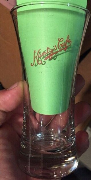 5 ½” Tall Pilsner ? Drinking Glass Advertising Kuntz’s CafÉ Dayton Ohio & ? 8 Oz