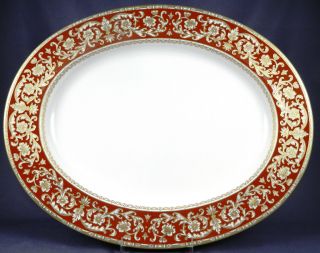 Spode Renaissance Red Y8141 Oval Serving Platter 15 " X 11 7/8 "