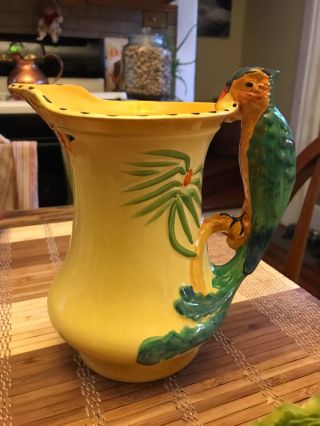 Burleigh Ware Parrot Pitcher Jug Vase Hand Painted