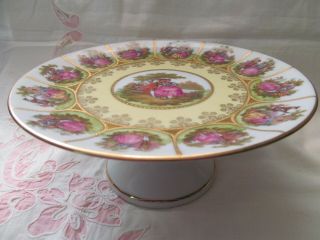 Love Story By Nc Germany Vintage Handpainted Round Compote Tazza - Vgc